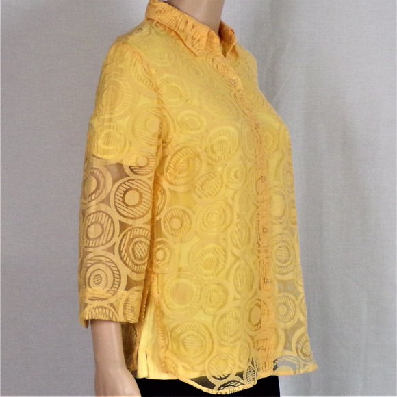 C.L.O.T.H.E.S. size S yellow long-sleeve blouse - Picture 4 of 13